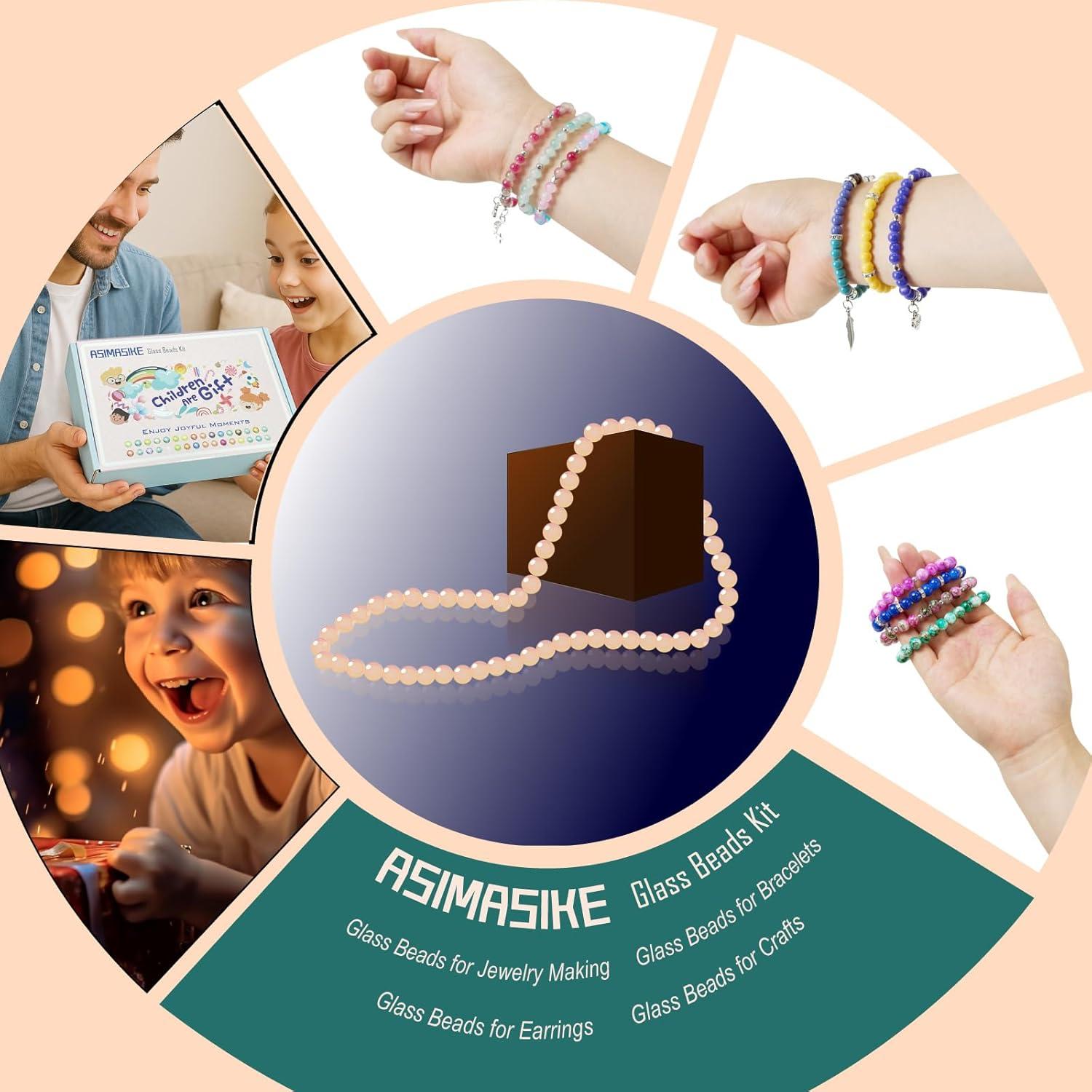 Kit de cuentas de vidrio ASIMASIKE - 3000 piezas 6mm multicolor