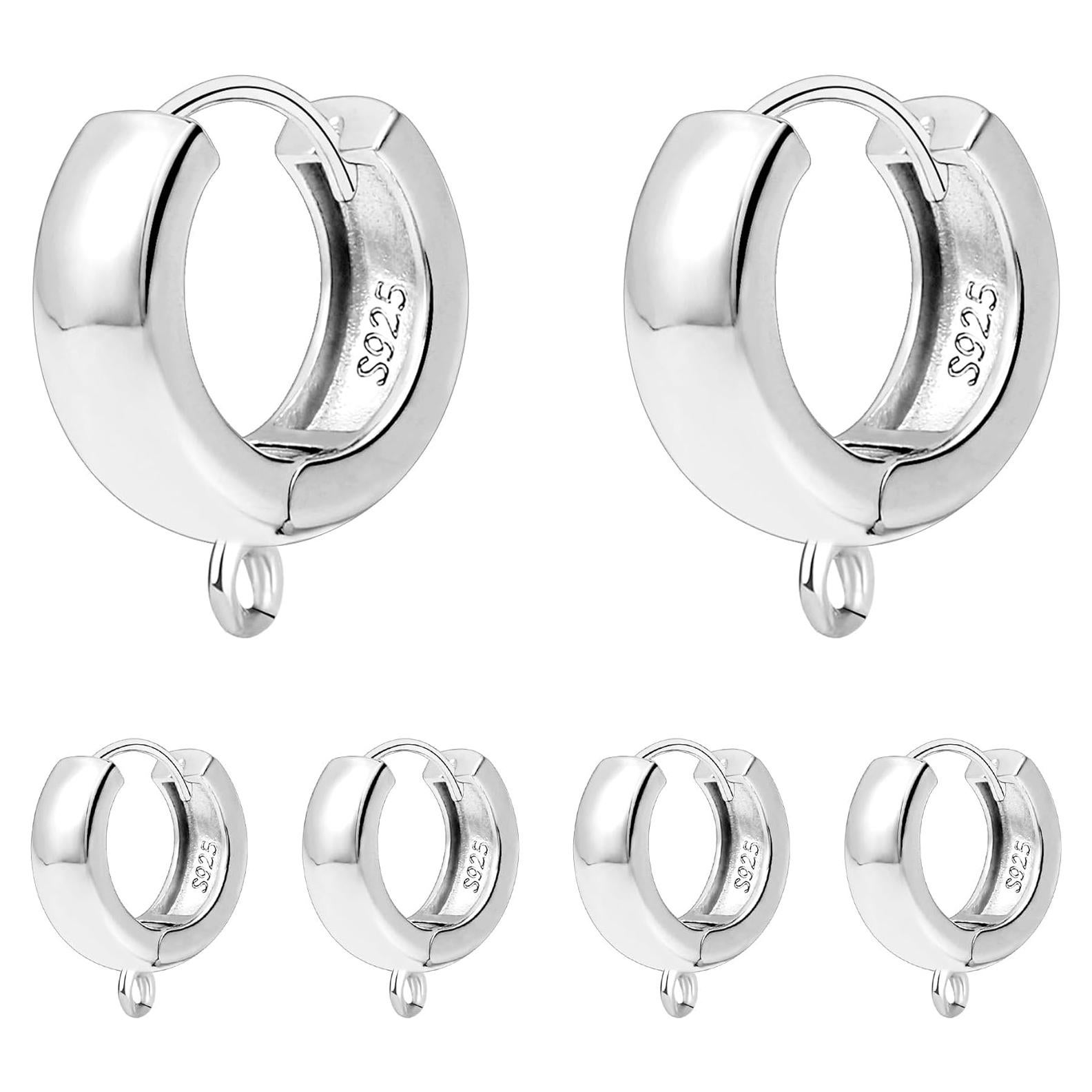 6 Piezas Ganchos de Pendientes Huggie Plata Esterlina 925 14mm