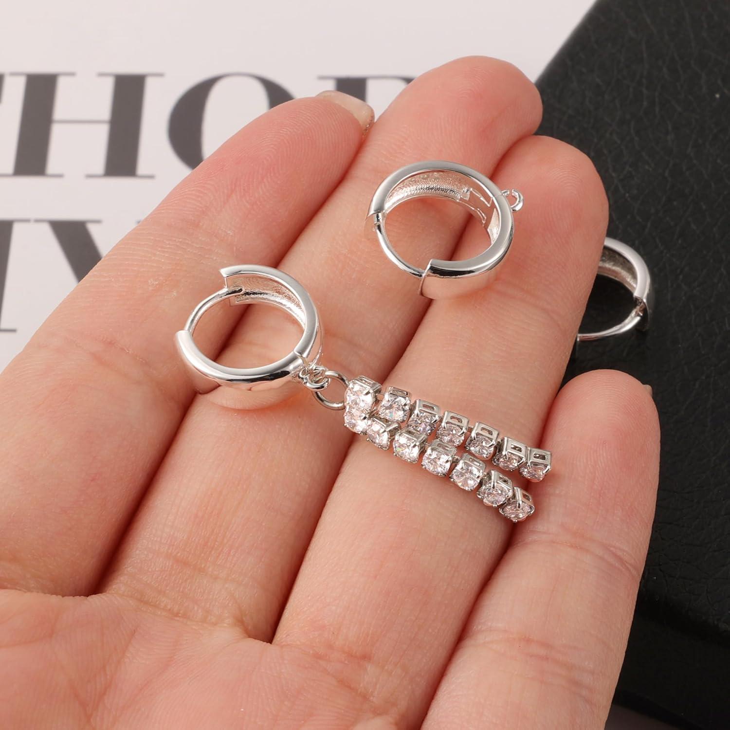 6 Piezas Ganchos de Pendientes Huggie Plata Esterlina 925 14mm