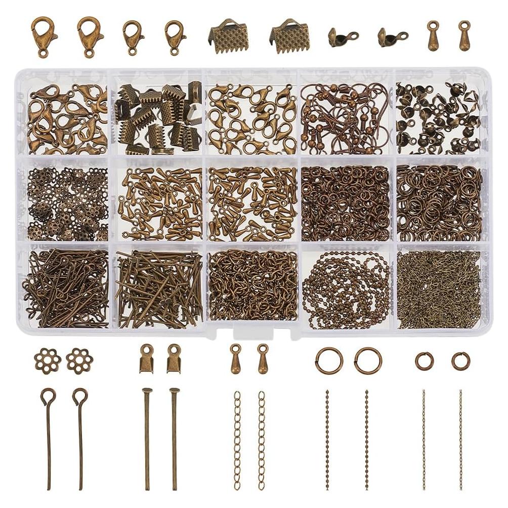Kit de Hallazgos de Joyería PH PandaHall 870 Piezas Bronce