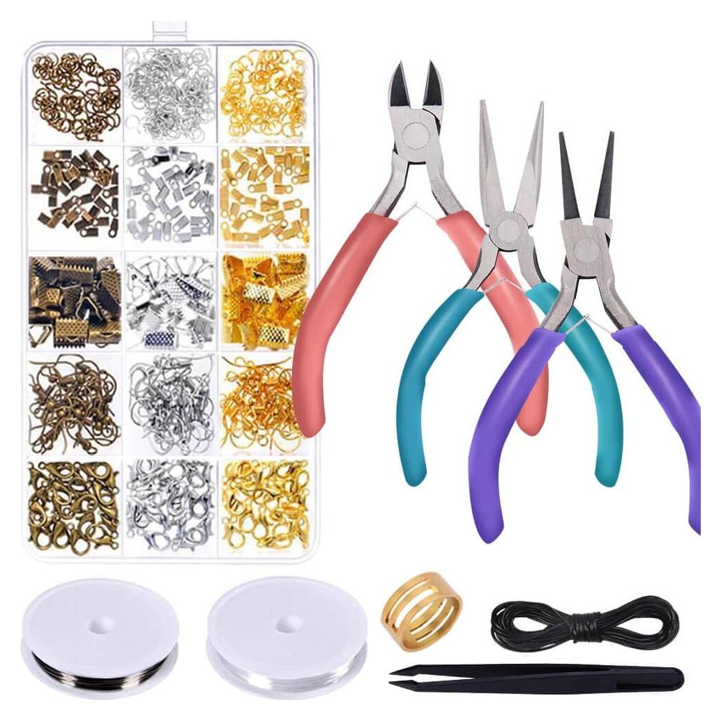 Kit de Reparación de Joyería Anezus con 3 Pinzas y 450 Piezas