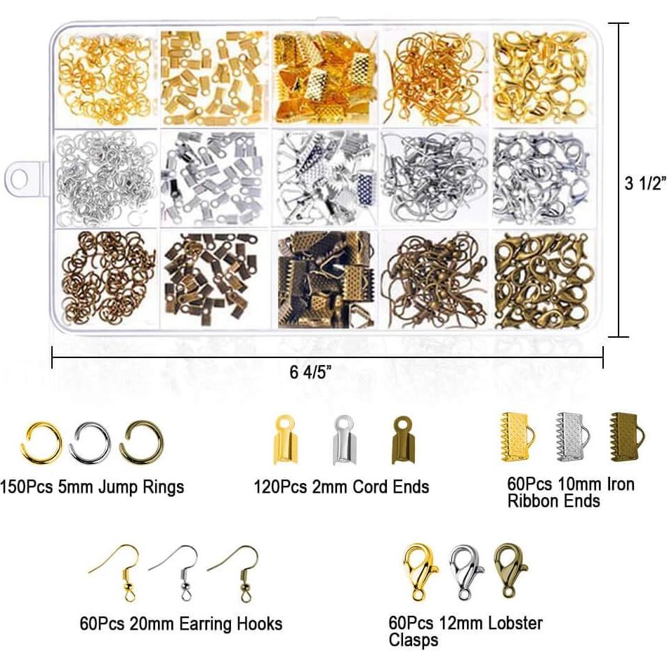 Kit de Reparación de Joyería Anezus con 3 Pinzas y 450 Piezas