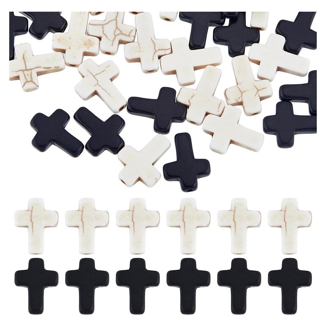 Perlas de Cruz SUNNYCLUE 100Pcs 16x12mm Turquesa Sintética