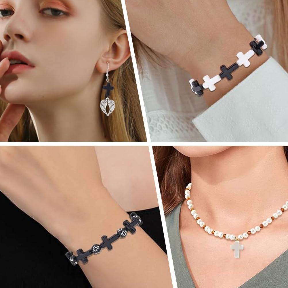 Perlas de Cruz SUNNYCLUE 100Pcs 16x12mm Turquesa Sintética