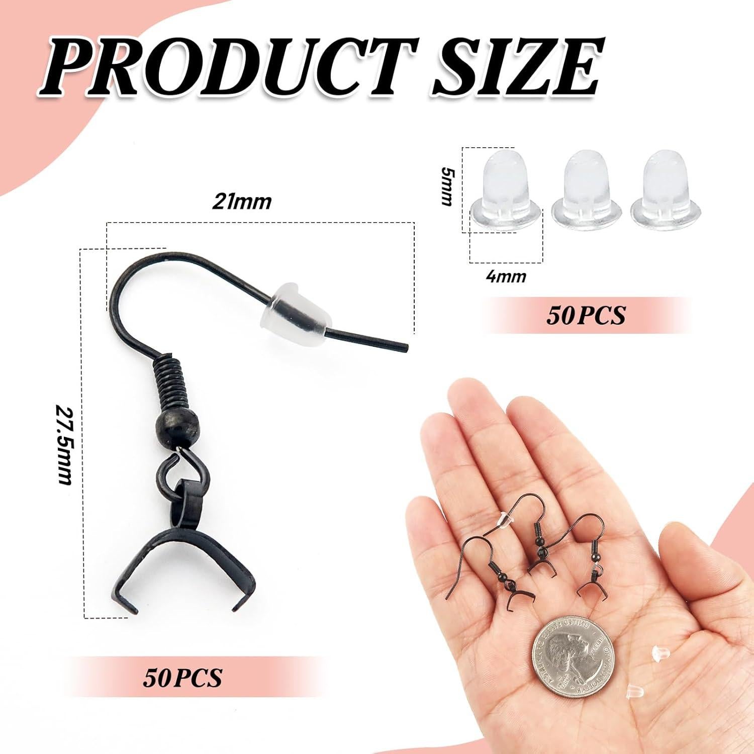 Kit 100 Ganchos de Pendientes Hipoalergénicos TOAOB Negro
