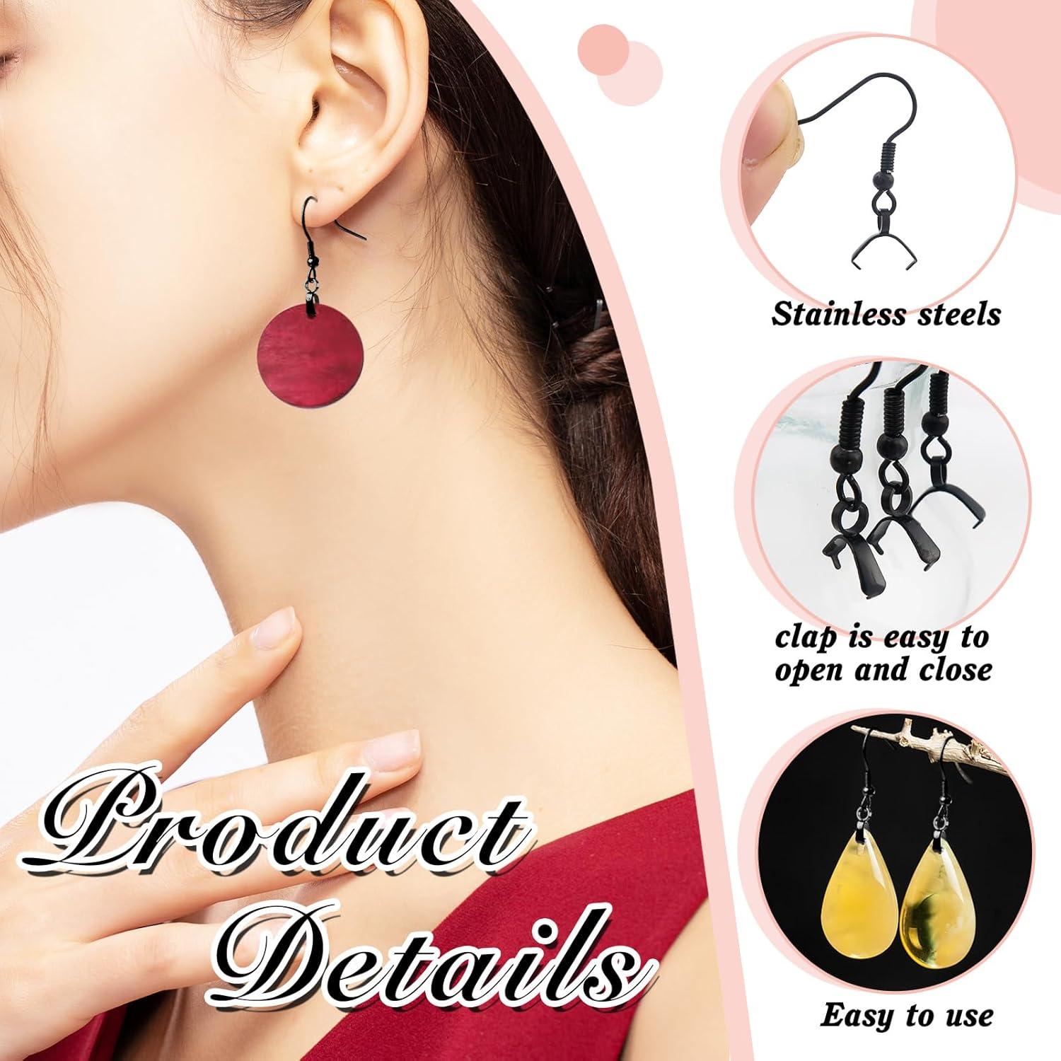 Kit 100 Ganchos de Pendientes Hipoalergénicos TOAOB Negro