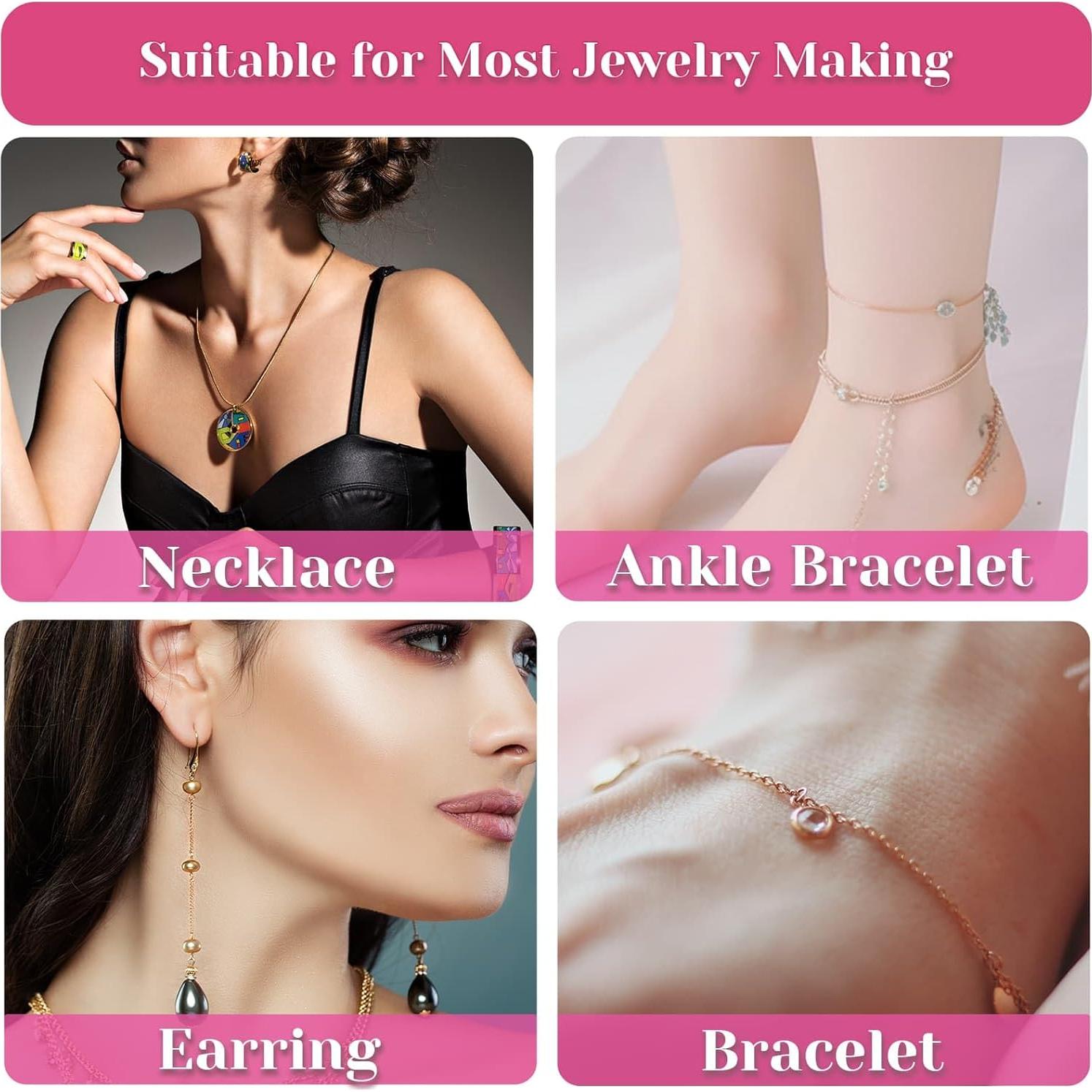 Kit de Cadenas para Hacer Joyería Selizo - 18m, 6 Colores, 2mm