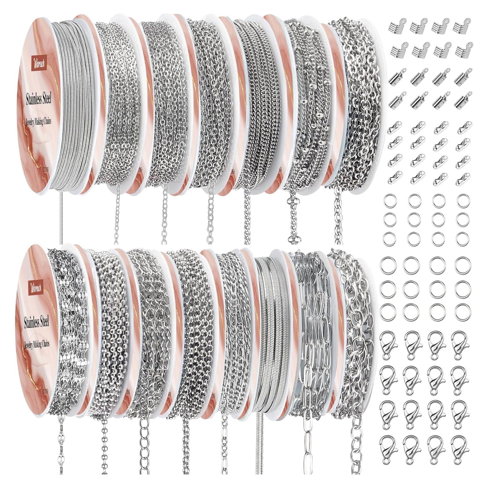 Cadenas de Joyería Wisreach 15 Rollos Acero Inoxidable 35.9m