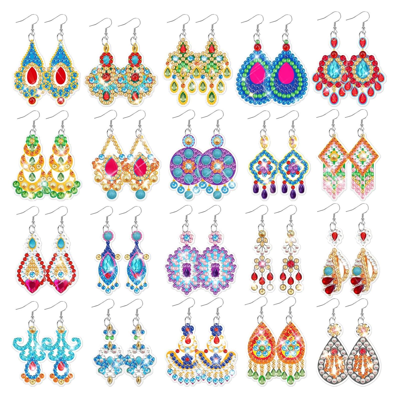 Kit de Pendientes DIY Kigeli 20 Pares 5D Arte de Diamante