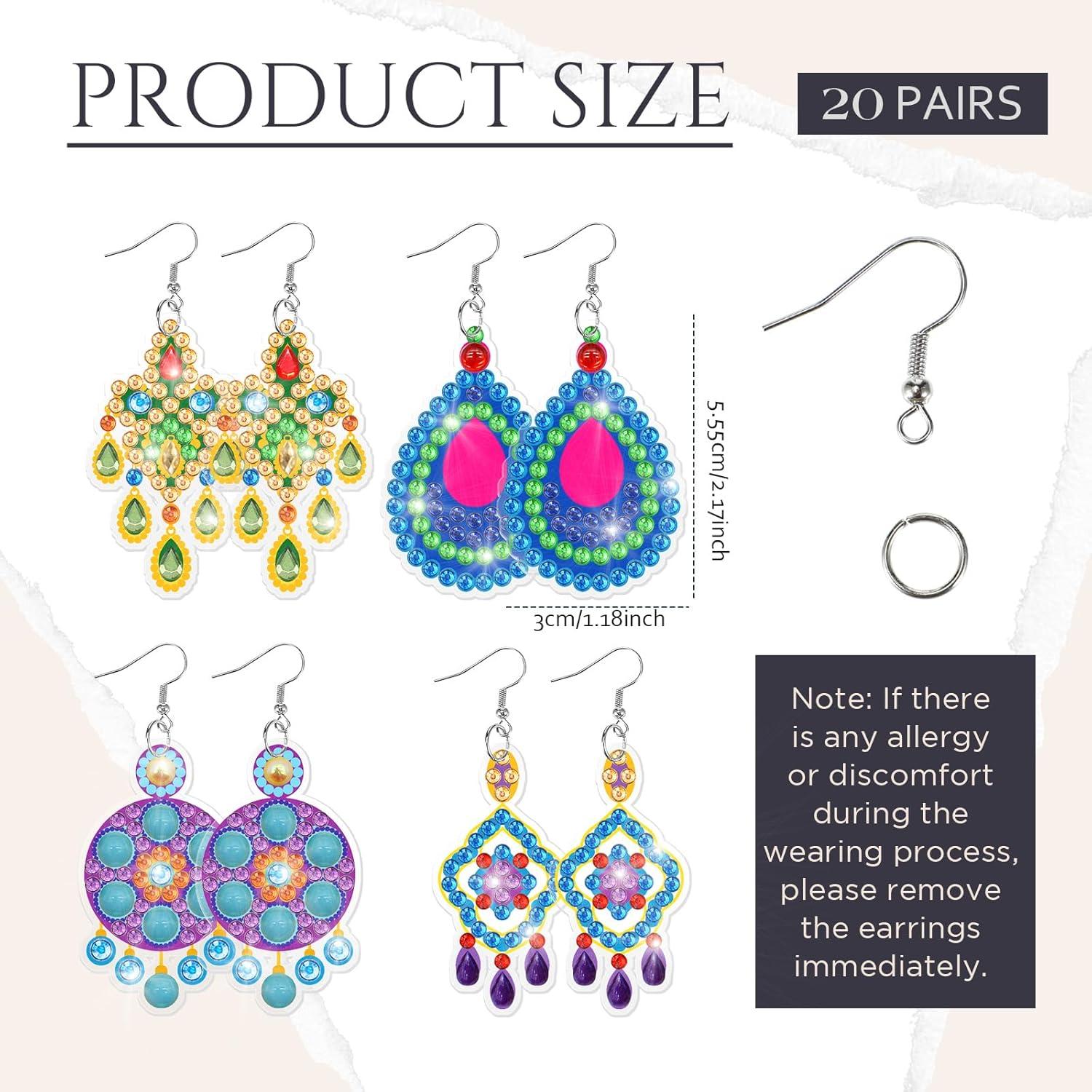 Kit de Pendientes DIY Kigeli 20 Pares 5D Arte de Diamante