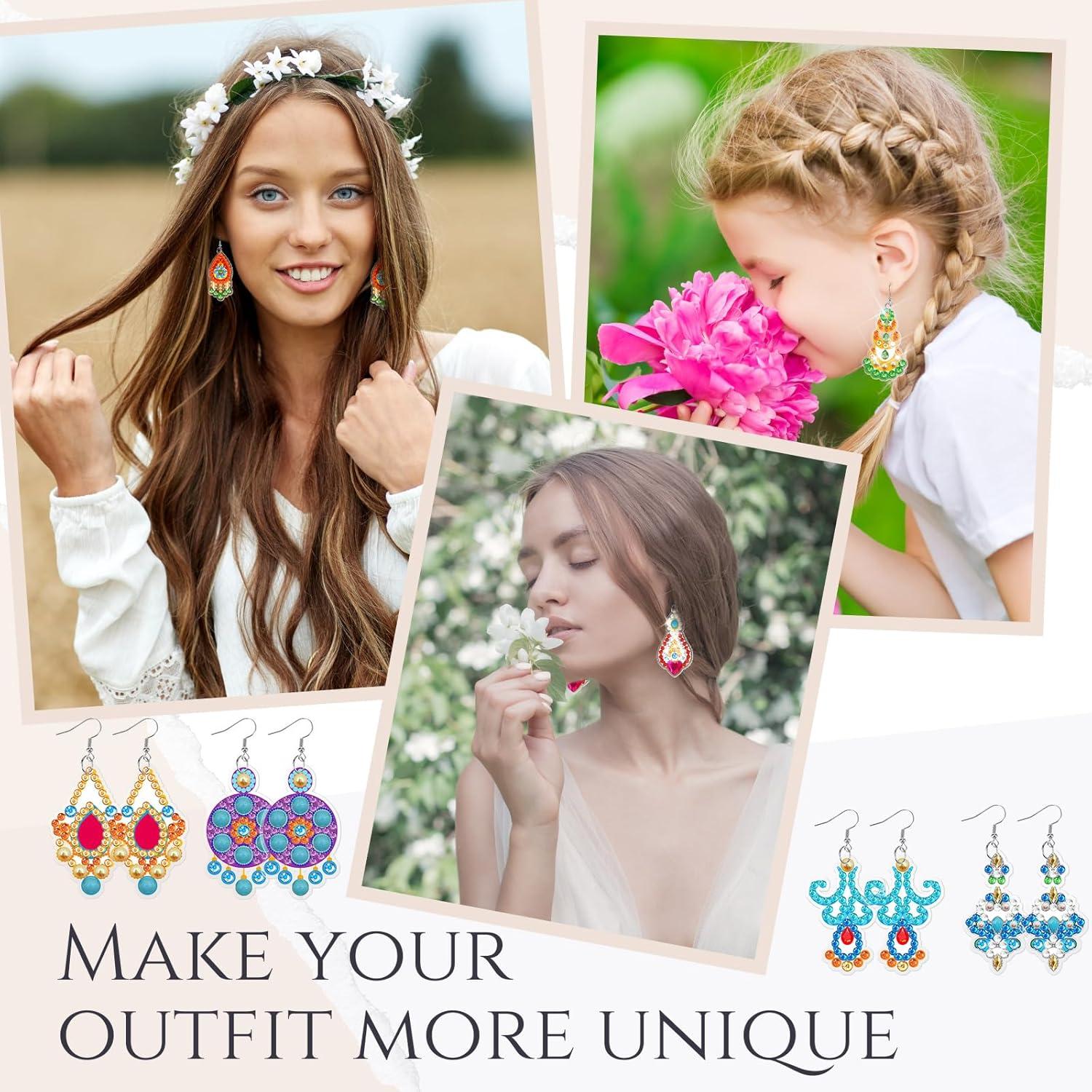 Kit de Pendientes DIY Kigeli 20 Pares 5D Arte de Diamante