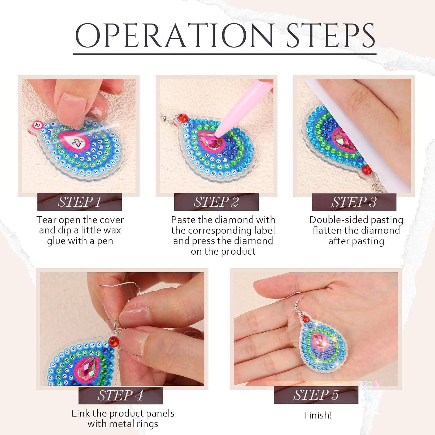 Kit de Pendientes DIY Kigeli 20 Pares 5D Arte de Diamante