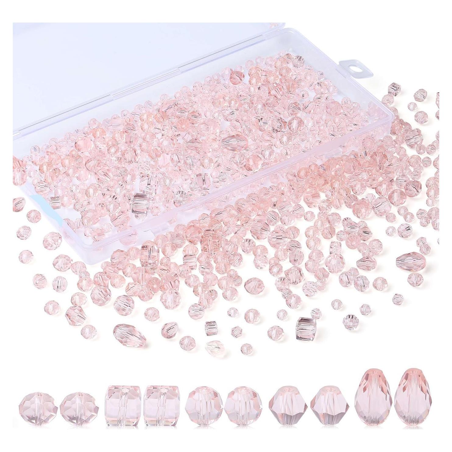 800 Perlas de Vidrio Rosa LAIDANLA para Joyería 4-8 mm