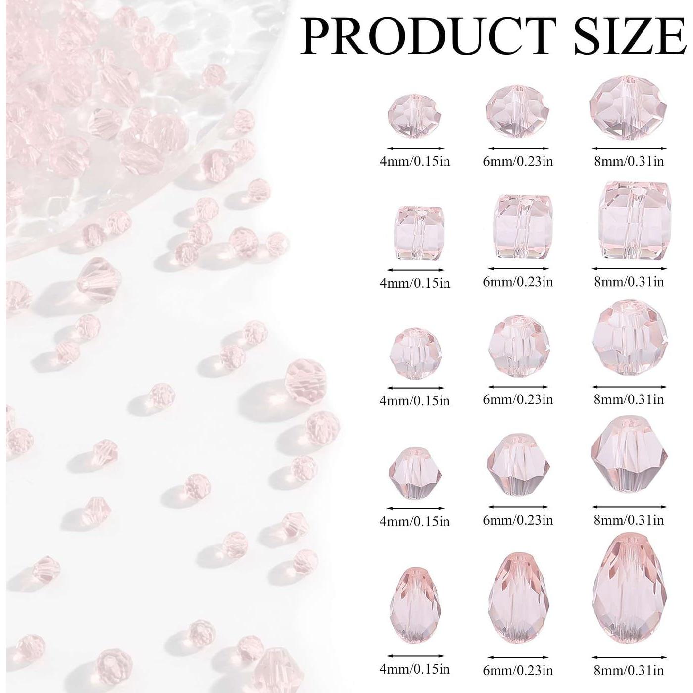 800 Perlas de Vidrio Rosa LAIDANLA para Joyería 4-8 mm