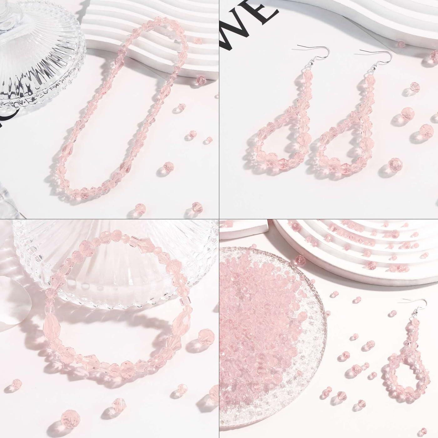 800 Perlas de Vidrio Rosa LAIDANLA para Joyería 4-8 mm