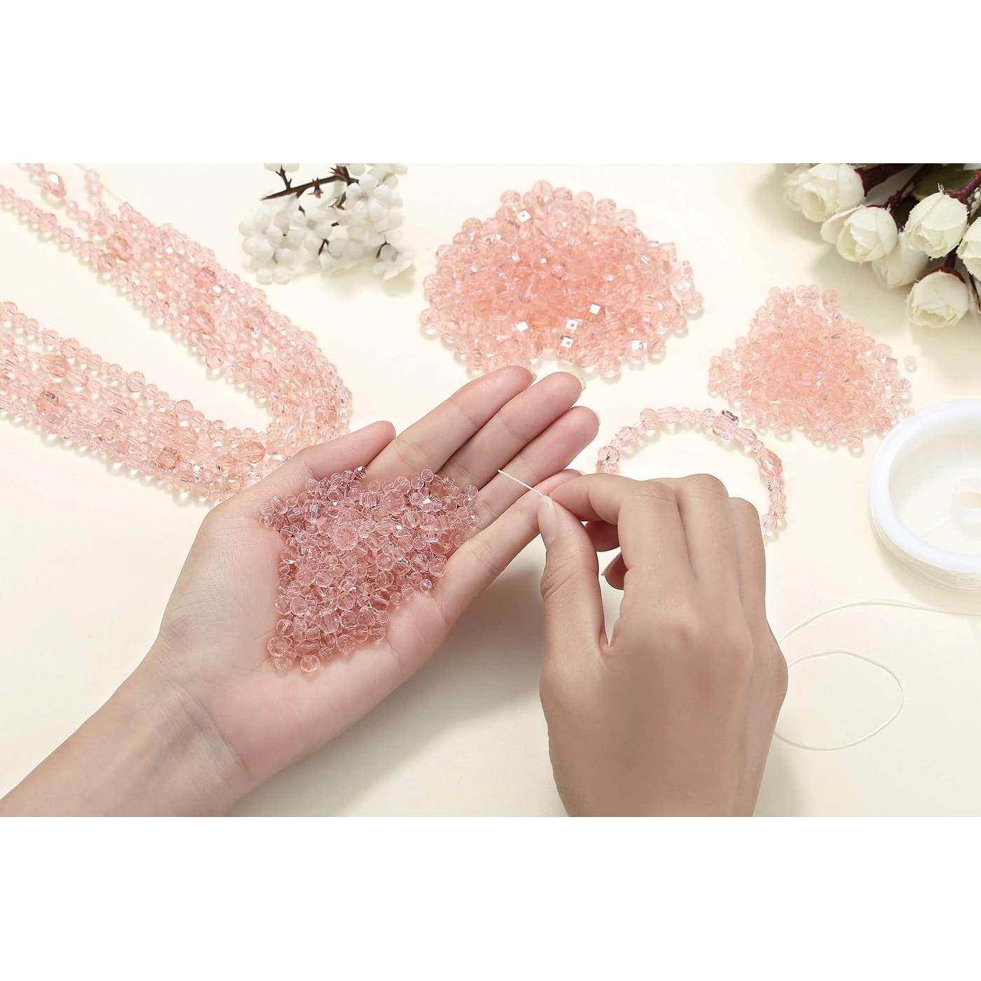 800 Perlas de Vidrio Rosa LAIDANLA para Joyería 4-8 mm