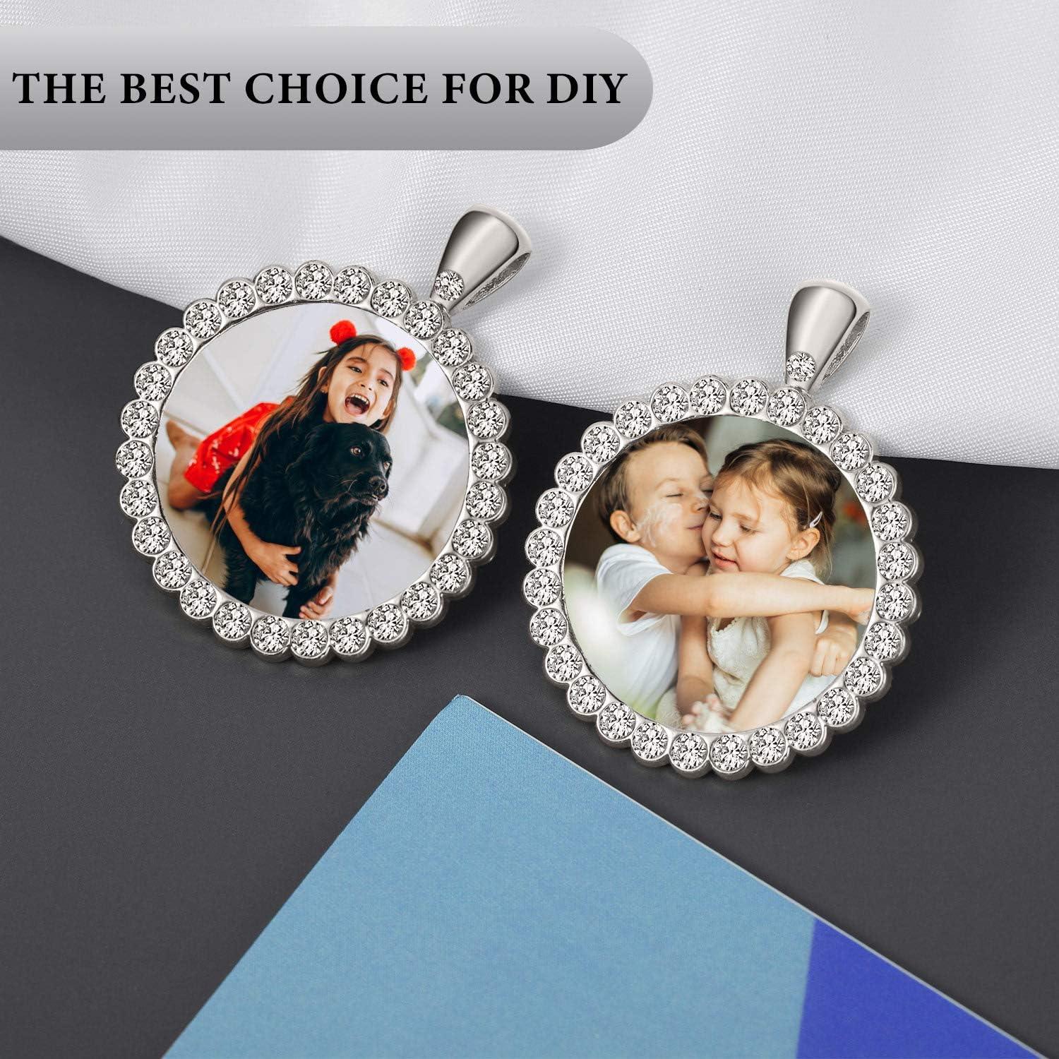 32 Bandejas de Colgante DIY Hicarer 25 mm Plata con Rhinestone