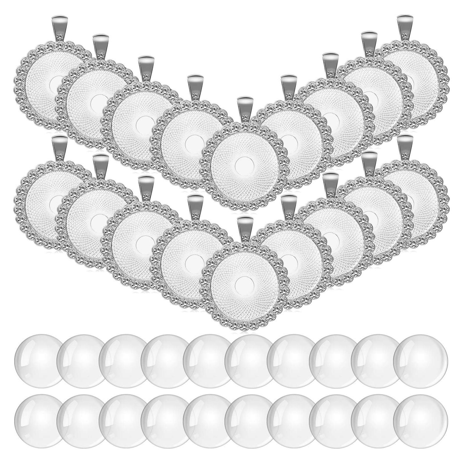 Juego de 40 Piezas de Bandejas de Colgante Hicarer con Cabochones