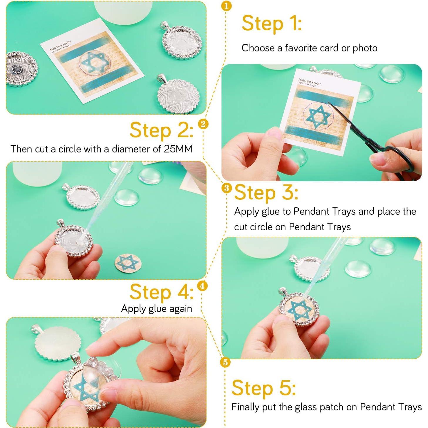 Juego de 40 Piezas de Bandejas de Colgante Hicarer con Cabochones