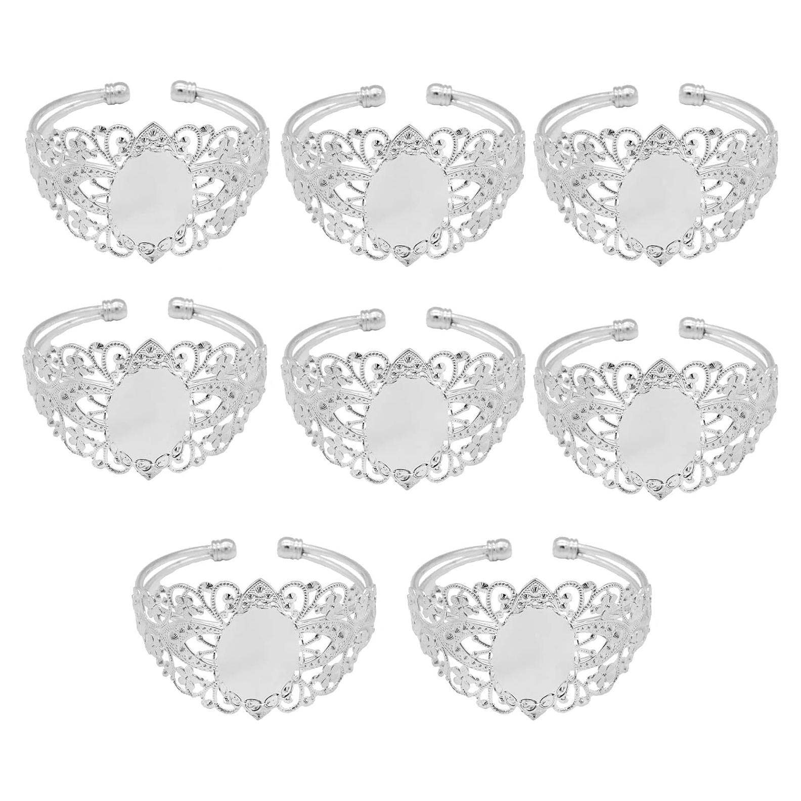 Bandeja de Filigrana Ovalada MIAO JIN 8 Pcs 18x25mm Plata