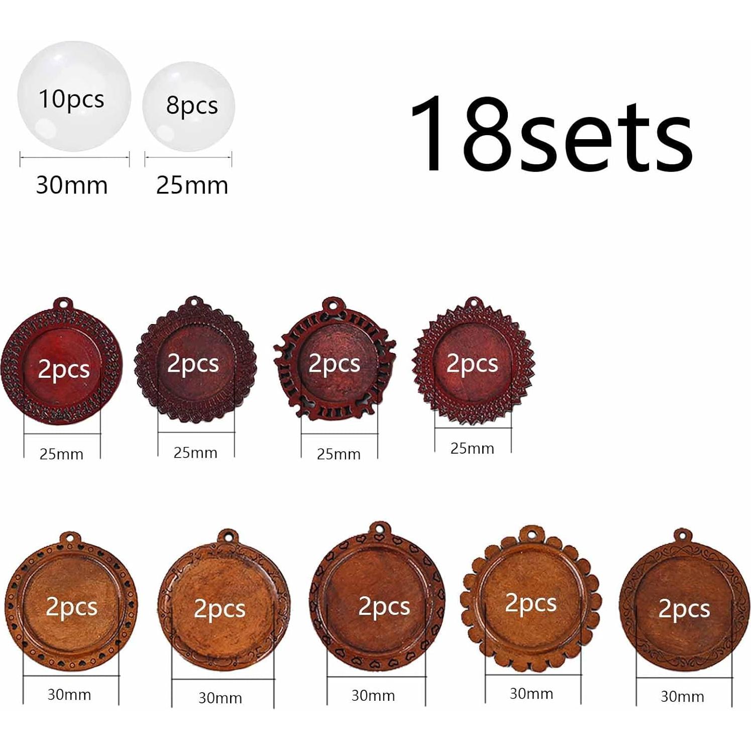 Set 36 Bandejas de Pendientes Redondas Dahi con Bezel DIY