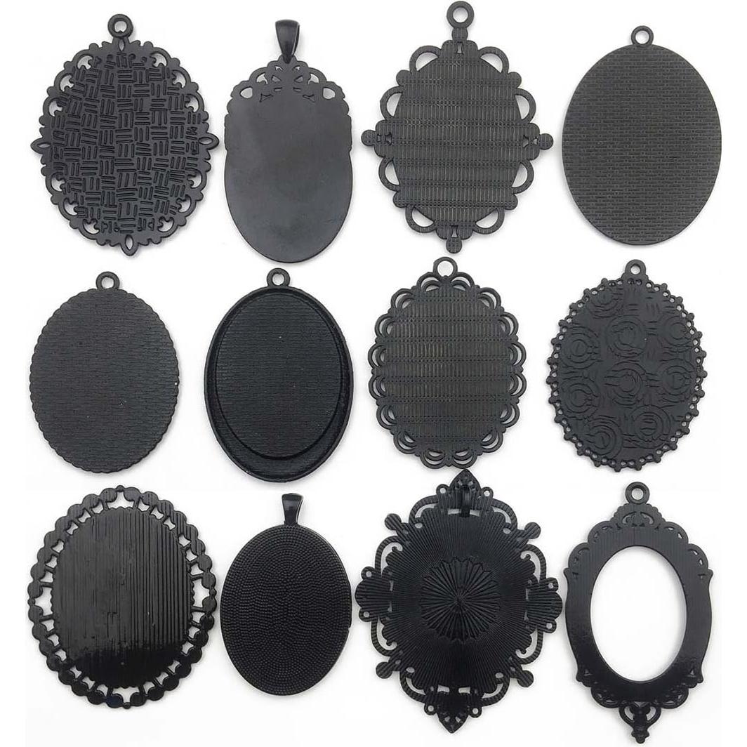 Bandejas de Colgante Negras Youdiyla 30x40mm 10 Piezas