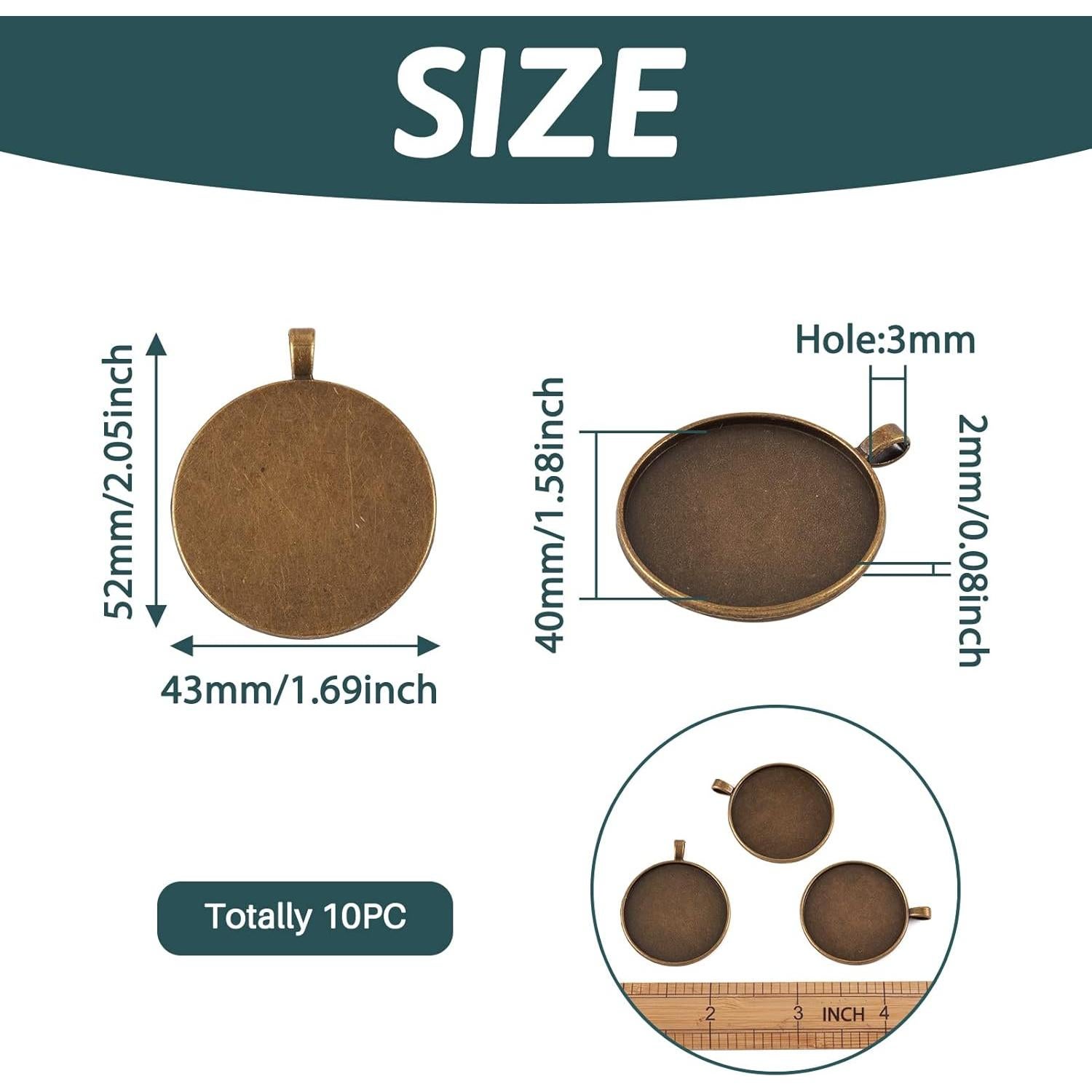 10 Piezas Configuraciones de Bezel Pandahall 40mm Bronce Vintage