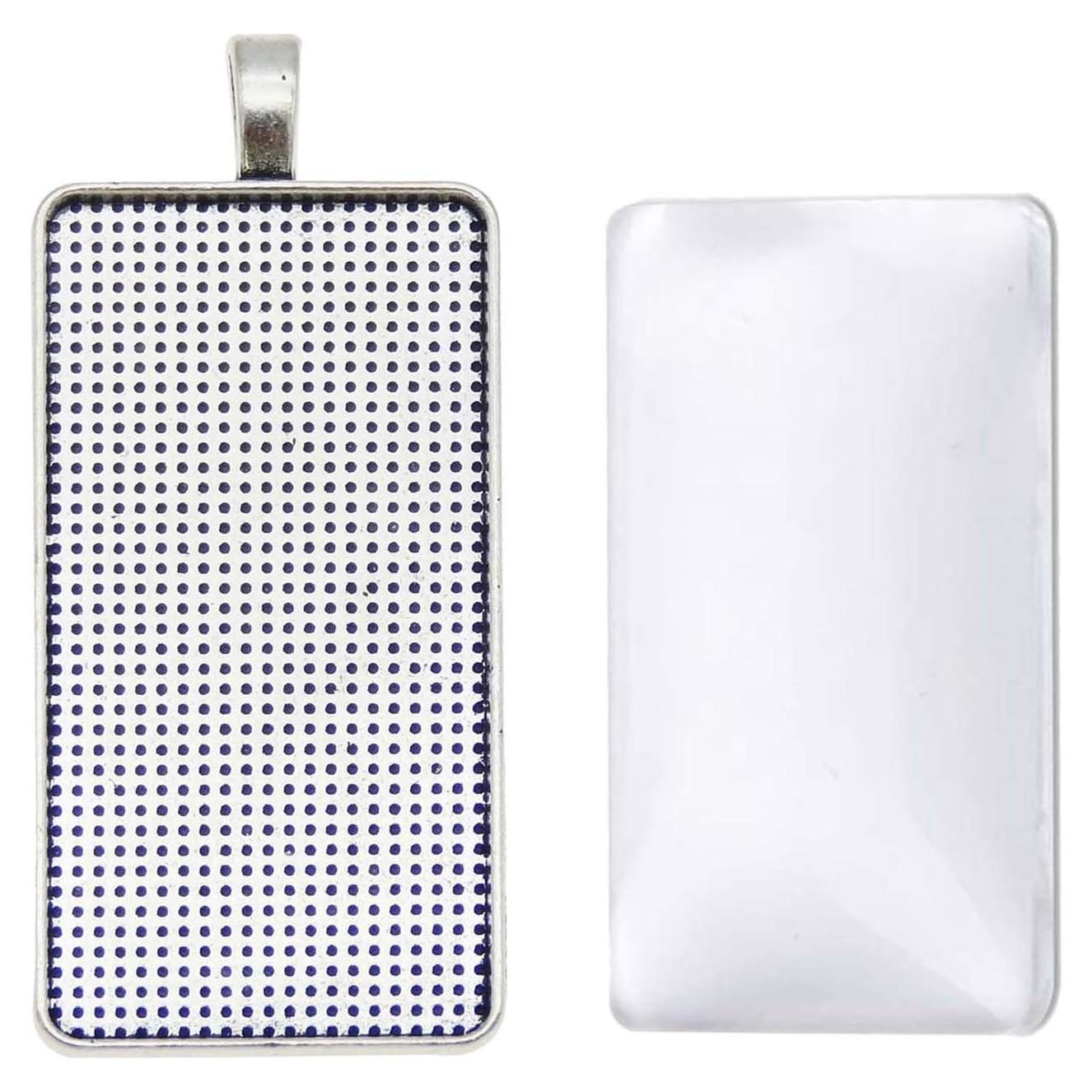 10 Sets Bandejas Colgantes Plata Antigua con Cabujones Vidrio DIY