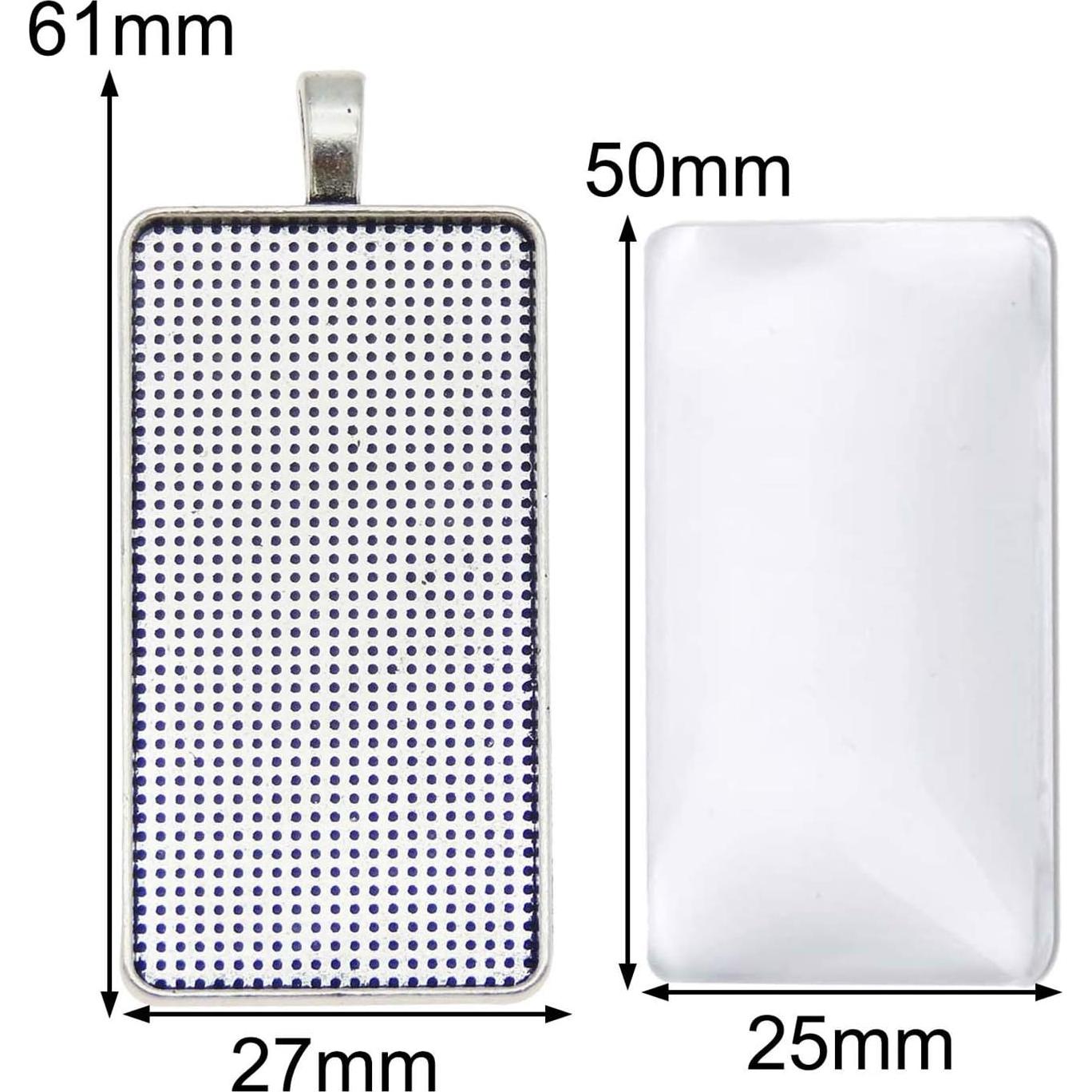 10 Sets Bandejas Colgantes Plata Antigua con Cabujones Vidrio DIY