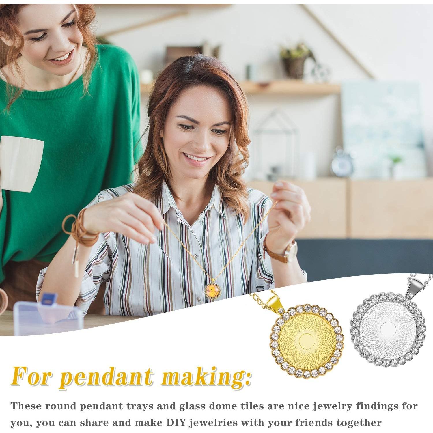 12 Bandejas de Colgante Redondas Jetec 25 mm con Cabochones