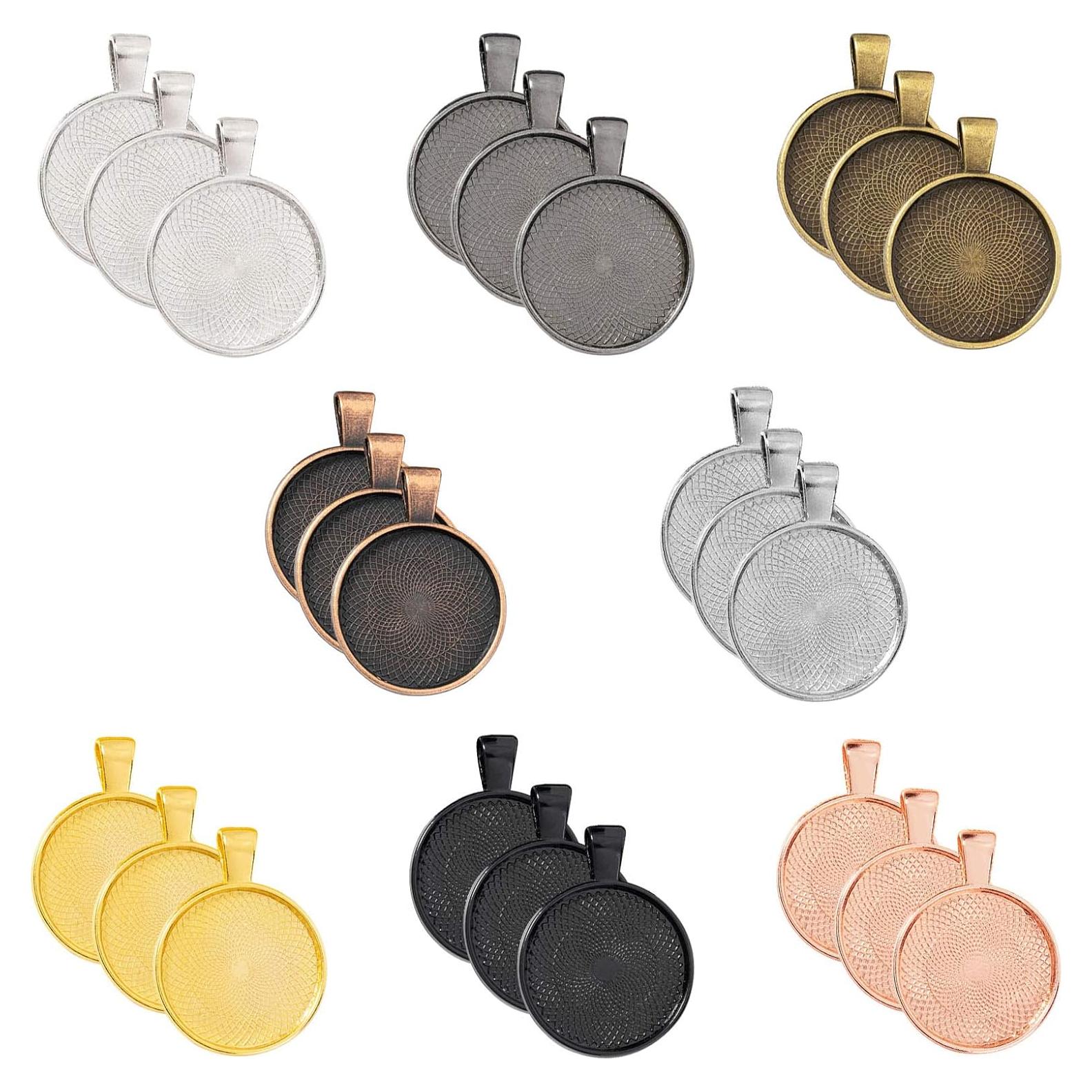 40 Bandejas de Colgante Redondas Huwujiu - 8 Colores 25mm