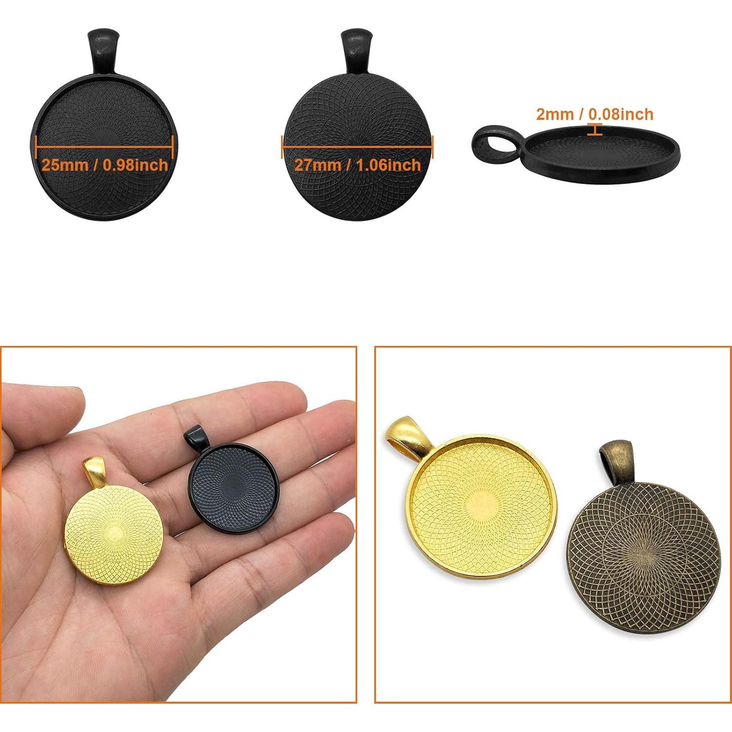 40 Bandejas de Colgante Redondas Huwujiu - 8 Colores 25mm