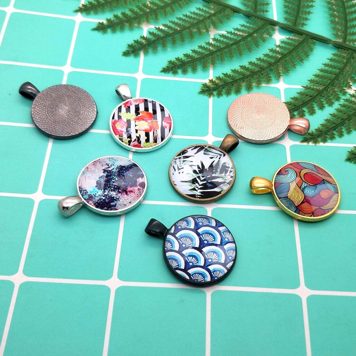 40 Bandejas de Colgante Redondas Huwujiu - 8 Colores 25mm