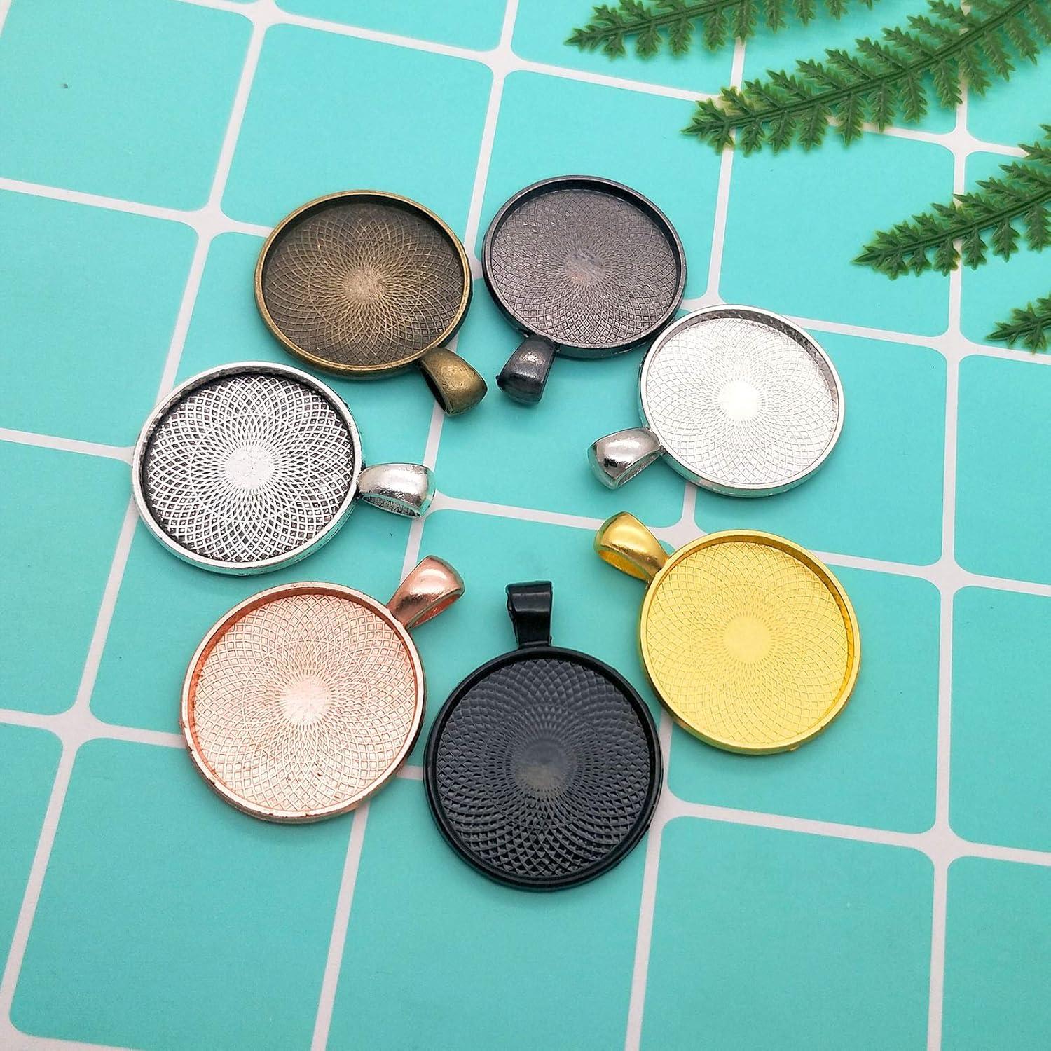 40 Bandejas de Colgante Redondas Huwujiu - 8 Colores 25mm