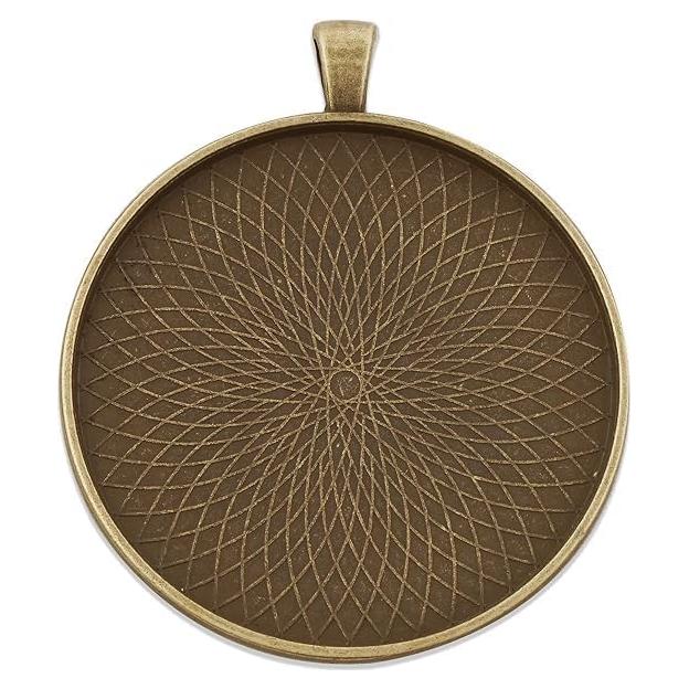 5 Bandejas de Colgante de Bronce 50mm para Joyería y Manualidades