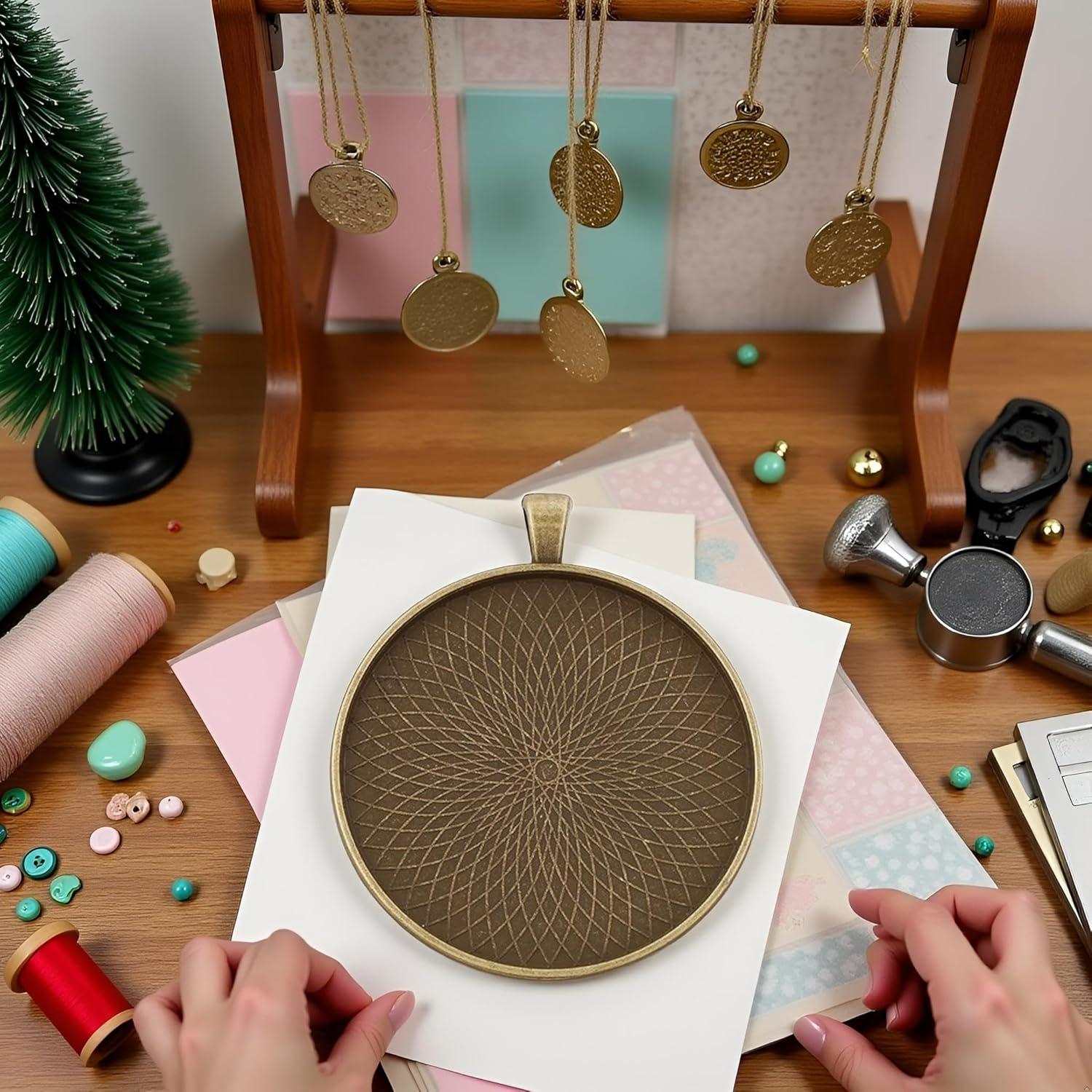 5 Bandejas de Colgante de Bronce 50mm para Joyería y Manualidades