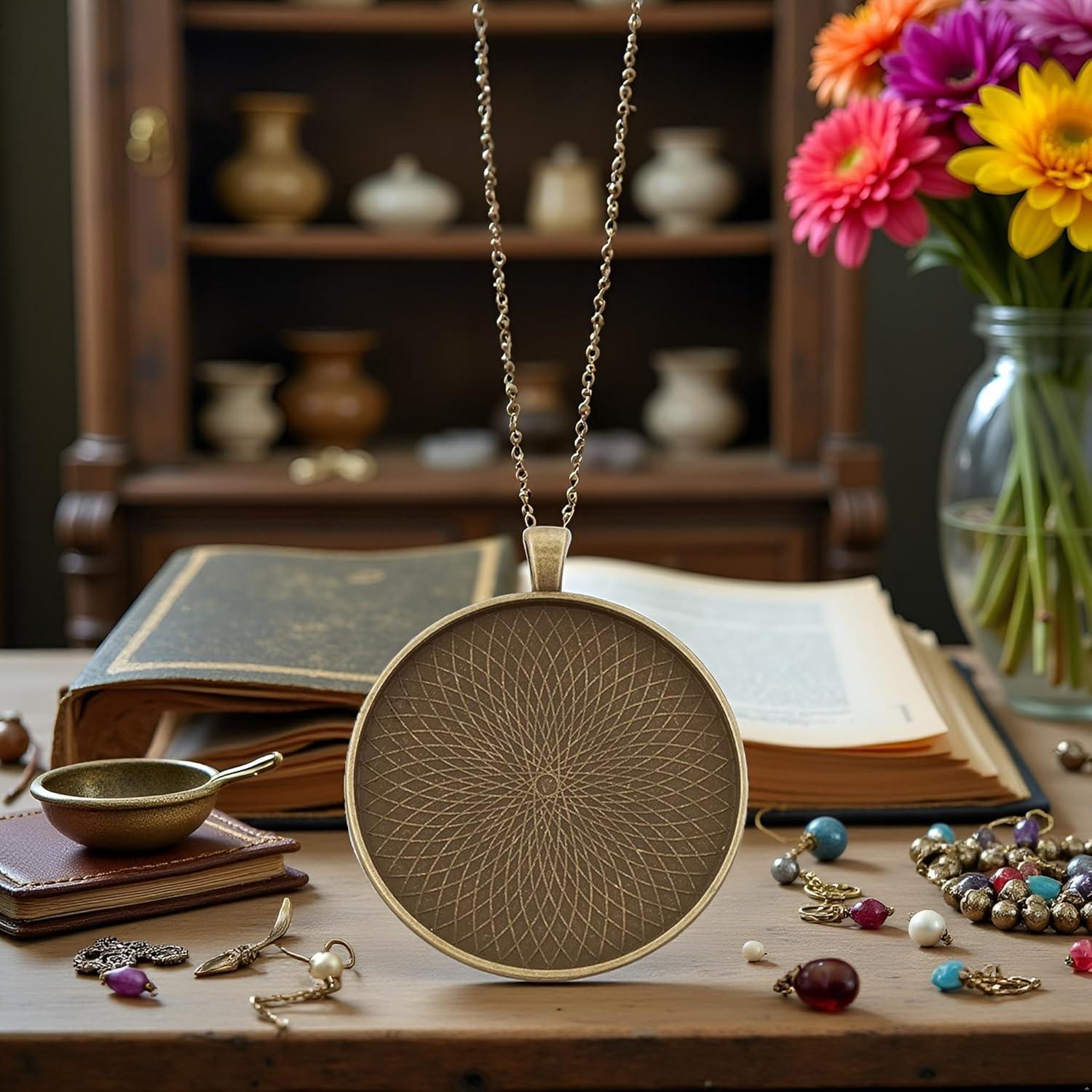 5 Bandejas de Colgante de Bronce 50mm para Joyería y Manualidades