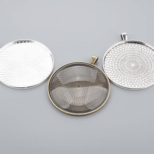 5 Bandejas de Colgante de Bronce 50mm para Joyería y Manualidades