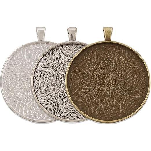 5 Bandejas de Colgante de Bronce 50mm para Joyería y Manualidades