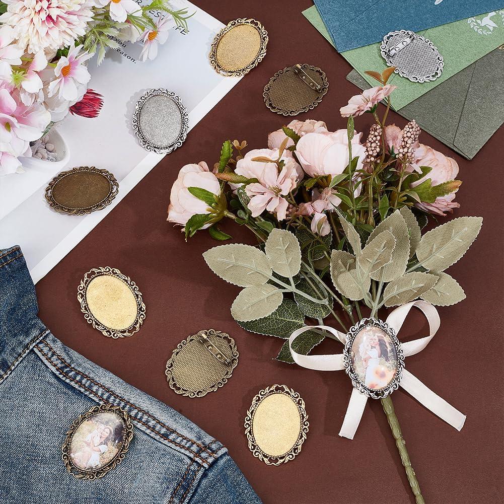 Broches Cabochon Vintage PH PandaHall 12pcs 51x40mm 3 Colores