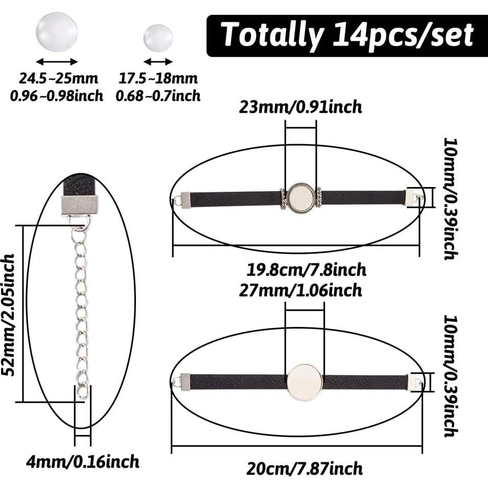 FASHEWELRY Kit de Pulsera de Cuero PU 14 Piezas Ajustable
