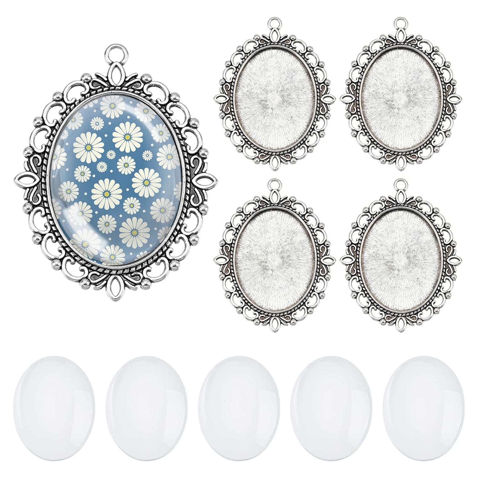 Conjunto de Bandejas Colgantes Bezel PH PandaHall 5 Pcs 40x30mm