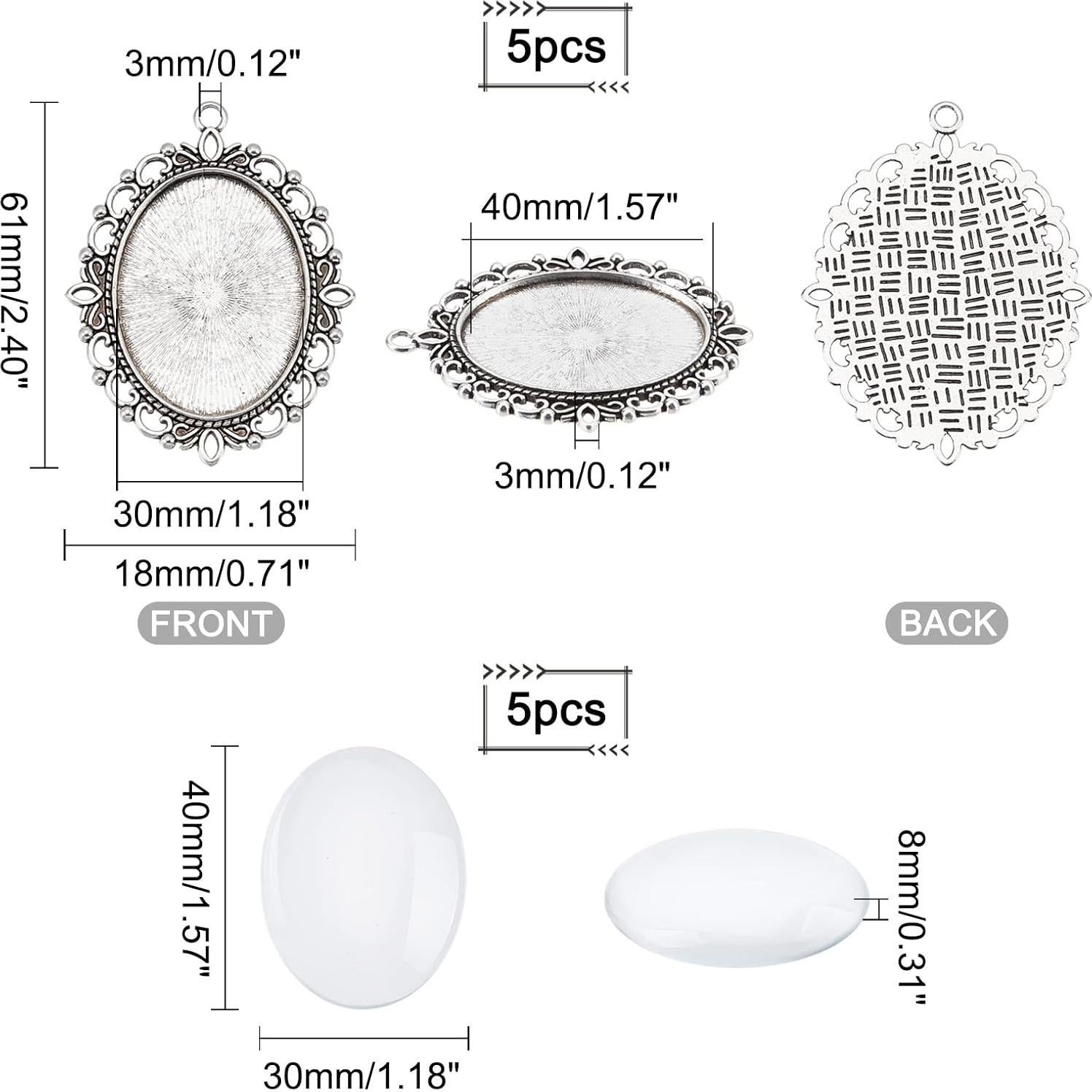 Conjunto de Bandejas Colgantes Bezel PH PandaHall 5 Pcs 40x30mm