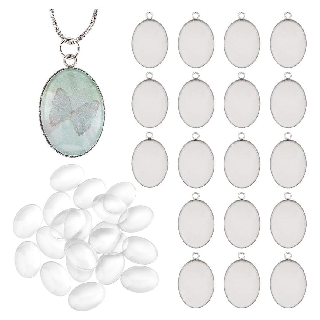 Kit de Bandejas Bezel Ovaladas PH PandaHall 20 Piezas