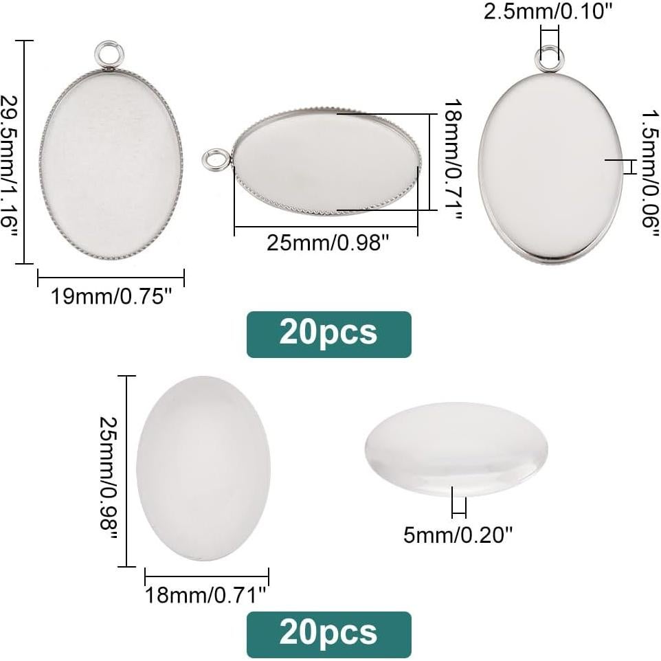 Kit de Bandejas Bezel Ovaladas PH PandaHall 20 Piezas
