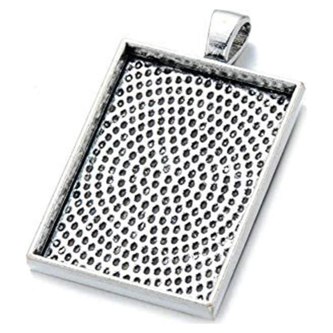 Bandejas de Colgante Rectangular AKOAK 12 Piezas Plata Antigua 25x35mm