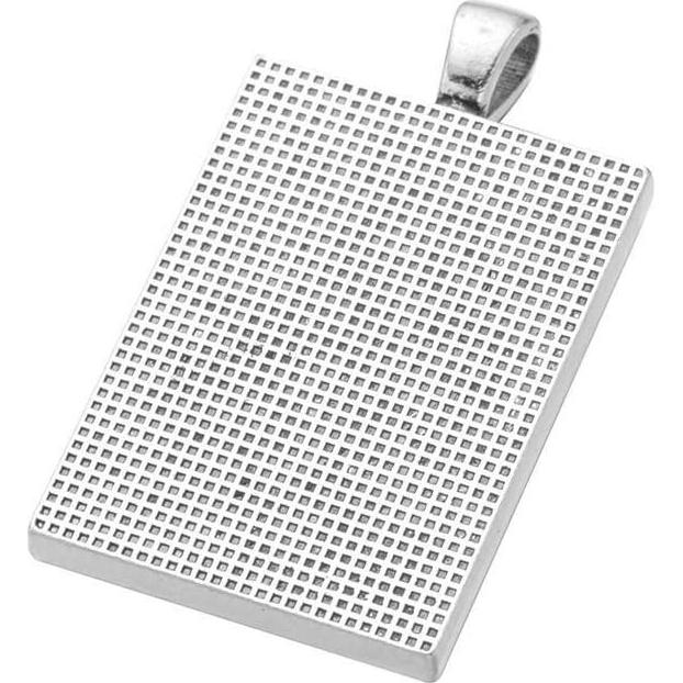 Bandejas de Colgante Rectangular AKOAK 12 Piezas Plata Antigua 25x35mm