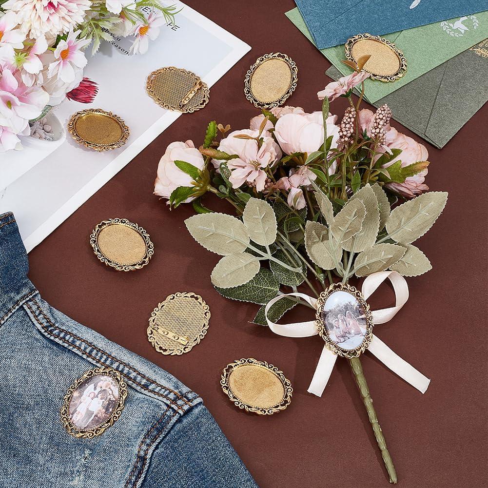 10 Broches Vintage Base en Blanco PH PandaHall 51x40mm