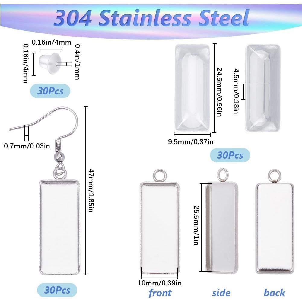 Kit de Aretes Colgantes DIY SOFPLATE 60 Piezas Acero Inoxidable