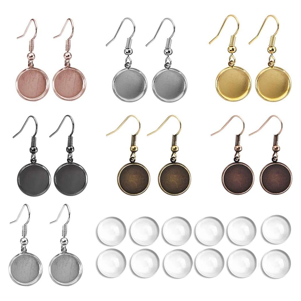 Ganchos de Aretes LANBEIDE 12mm 84 Pcs 7 Colores Joyería DIY